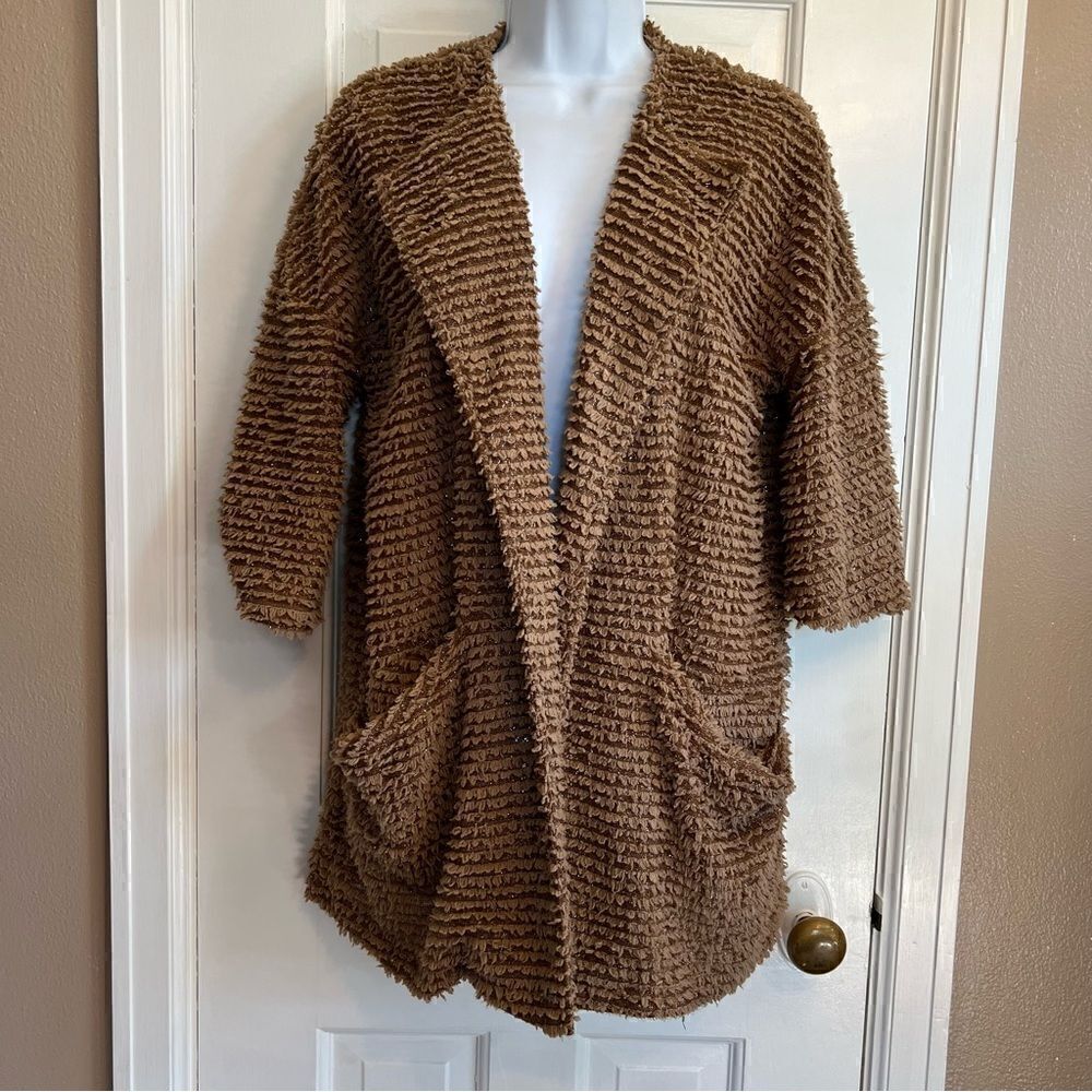 Teddy Bear Tan Sweater with pockets Small